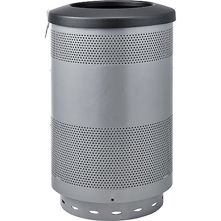 Global Industrial Round Outdoor Can, Gray, Steel 641314GY